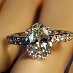 14ct White Gold 2.24 carat Lab Diamond Solitaire Ring With Diamond Svcents