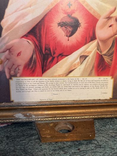 Vintage Sacred Heart Blessing Framed