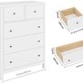 Chest of Drawers, White Sideboard with 5 Drawers, Side Cabinet, Lots of Storage Space, Multi-Purpose Cabinet for Living Room, Bedroom, Hallway, 74 x 40 x 9 Image 2