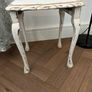 Upcycled French Country Nesting Tables Set Distressed White and Gold Image 9