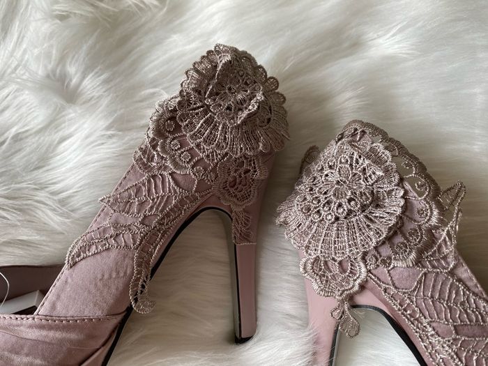 Brand New Lace Detail Lilac Peeptoe Heels