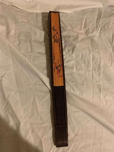 Vintage wooden hand fan- ornamental Chinese emperor design