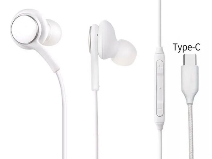 White USB-C Type-C Earphones For Samsung Galaxy S10 S20 S21 A52 A22 Headphones