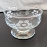 Vintage Etched Crystal Footed Dessert Bowls Pair Grapevine Leaf Design Image 2