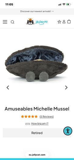New JELLYCAT Amuseable Michelle Mussel RETIRED