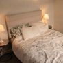 King size bed + headboard + mattress + bedside tables + lamps Image 2