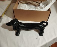 Cast Iron Vintage Black Dachshund, Shoe scraper
