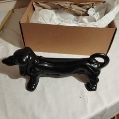 Cast Iron Vintage Black Dachshund, Shoe scraper