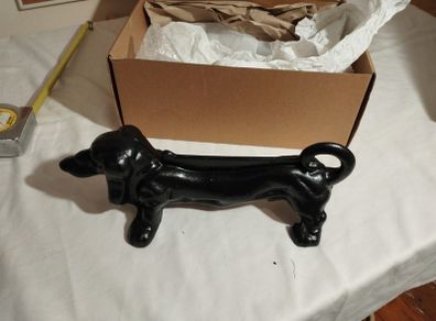 Cast Iron Vintage Black Dachshund, Shoe scraper