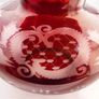 Bohemian Ruby Red Cut-to-Clear Glass Decanter. Etched Stag, Bird & Ferns. 36.5cm (14.4 inches). Ball Stopper Image 6