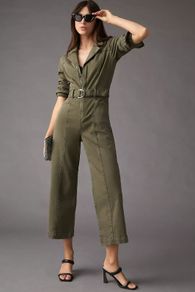 PAIGE Green Boiler Suit Denim Jumpsuit