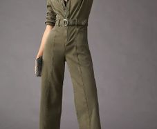 PAIGE Green Boiler Suit Denim Jumpsuit