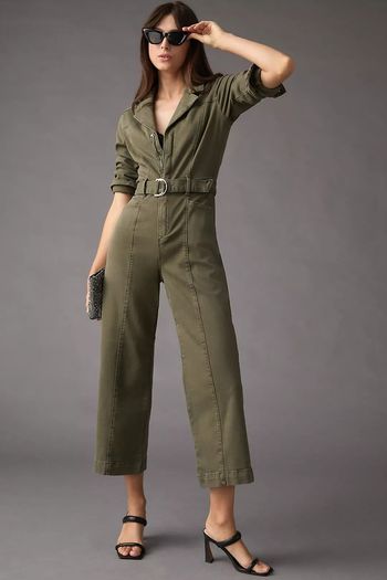 PAIGE Green Boiler Suit Denim Jumpsuit
