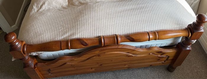 Solid wood Double bed frame & matching Lockers (mattress not included).