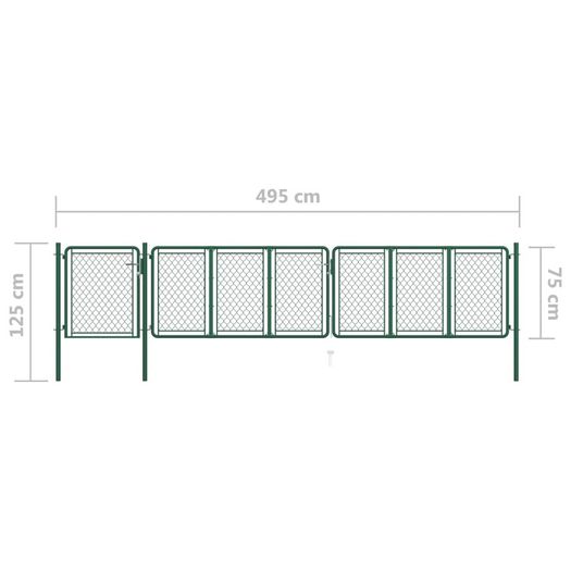 Garden Gate Steel 75x495 cm Green