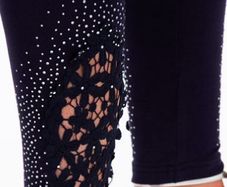 Fab Midnight Blue Leggings with Lace & Crystals size 16