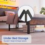 single LED Lights,Metal Upholstered Platform Bed Frame with Charging Image 3