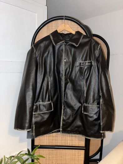 Heavy Distressed Faux Leather Jacket