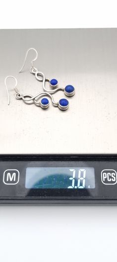 925 Vintage Sterling Silver And Lapis Lazuli Earrings