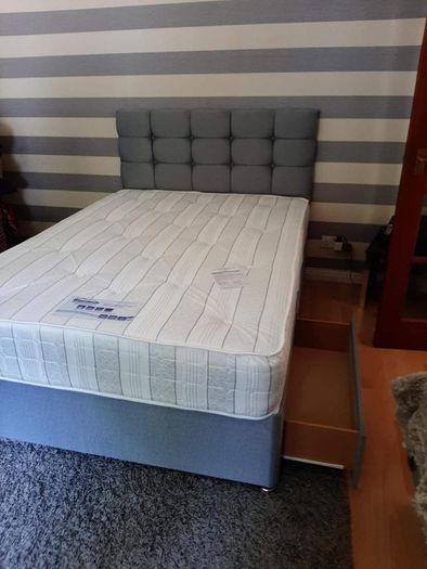 New Stylish Double 4ft, 4ft6, King 5ft And 6ft Superking Sizes Divan Beds Instock. Drawers And Optional Tufted Mattresses Available. Free Delivery