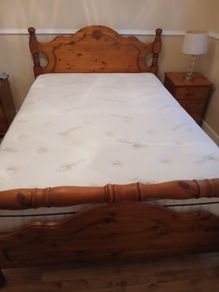 Solid wood bed and new mattress