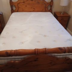 Solid wood bed and new mattress