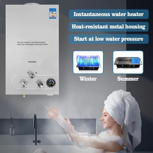 6L Gas Water Heater LPG Portable Instant Water Heater Propane Gas LPG Wall-Mounted Tankless Water Heater Digital Display