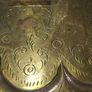 Antique Brass Charger Tray Hand-Engraved Mughal court figures. The Charger has a distinct Scalloped edge and is heavily decorated. Similar items often date from the late 19th century, specifically around the 1870s or 1880s Image 3