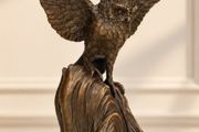 Majestic Bronze Owl Sculpture - Bronze, Marble, Signed