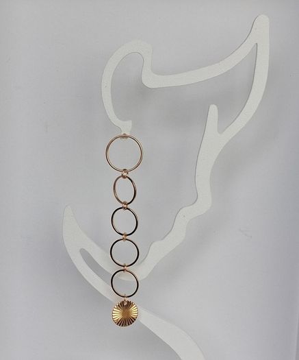 Elegant Gold Starburst Disc & Link Earrings
