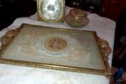 Antique filigree brass Regency set