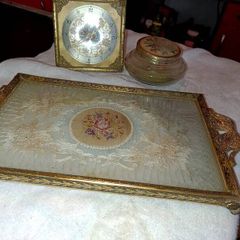 Antique filigree brass Regency set