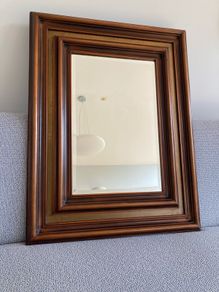 Large Bevelled Mirror Wooden Frame