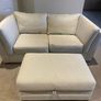 Two Seater Off-White Couch with Storage Foot Rest Image 4