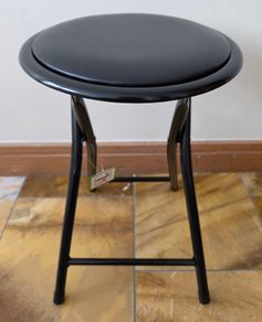 Four Black Folding Metal Stool