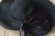 Navy Blue Wide-Brim Occasion Hat with Satin Bow