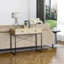 Embossed Arrow Side Table w/ 2 Drawers Metal Frame Handles Back Bar Tabletop Unique Home Style Storage End Console Image 2