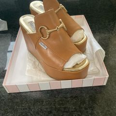 Marco Moreo Tan Gucci style wedge size 38