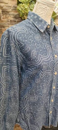 Jack and Jones denim Paisley print shirt unisex size Large