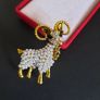 White Faux Pearl and Crystals Goat Brooch, Ram Lamb Ewe Sheep Shawl Pin Farm Animals Jewellery and Accessories Image 4