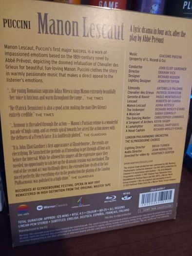 Puccini's Manon Lescaut Bluray