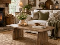 main image for ad Coffee Table Mid-Century Style Sleek Oak Look with Artistic Curved Base