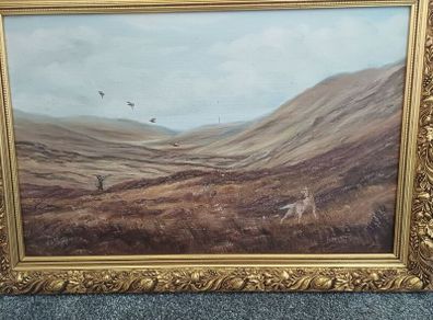 Large Vintage Framed Oil Painting (1977) - J. S. Morgan Hunting Scene