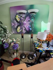 2 Bronze metallic tall floor lamps