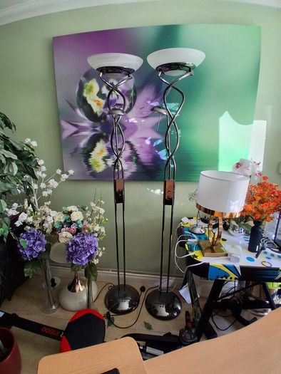 2 Bronze metallic tall floor lamps