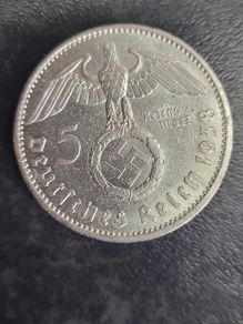 Silver 3RD REICH WW2 5 marks coin
