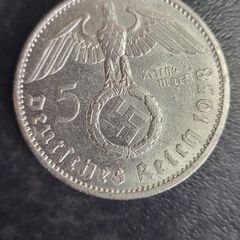 Silver 3RD REICH WW2 5 marks coin