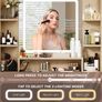 Dressing Table with Mirror and Lights, 3 Color Modes & Adjustable Brightness Modern Makeup Desk, Fluted Vanity Desk with 2 Drawers and 5 Storage Shelves, Bedroom Small Vanity Table Image 3