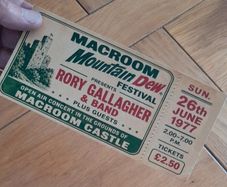 Rory Gallagher Souvenir Ticket McCroom CAstle 1977