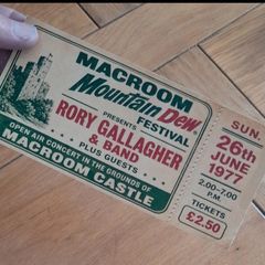 Rory Gallagher Souvenir Ticket McCroom CAstle 1977